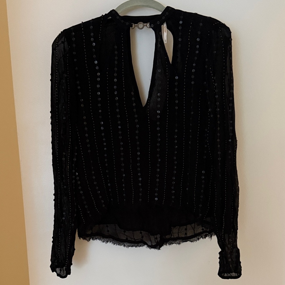 Free People Black Sheer Blouse